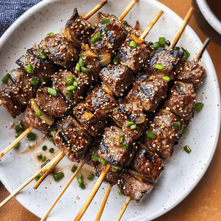 Asian Garlic Steak Skewers