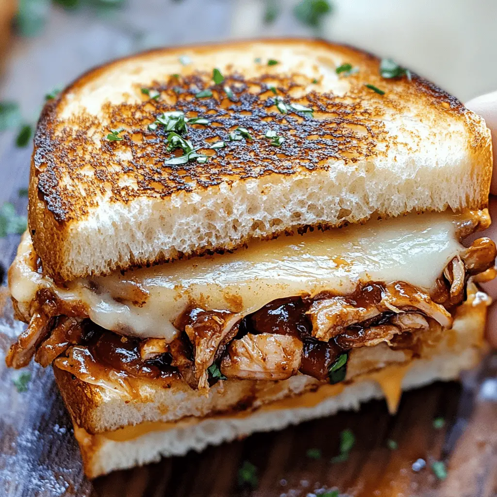 Get ready for a delicious twist on classic comfort food! This BBQ Chicken Grilled Cheese combines tender, smoky chicken with gooey melted cheese, all sandwiched between crispy golden bread. Perfect for lunch or a casual dinner, it's a flavor-packed meal that everyone will love. Don’t forget to save this recipe for your next easy weeknight dinner!
