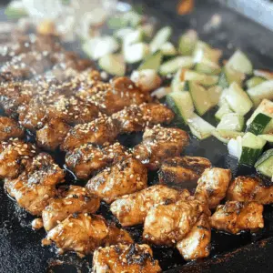Bring the taste of a hibachi restaurant to your kitchen with this Blackstone Hibachi Chicken recipe! Juicy chicken, bell peppers, and zucchini come together on the griddle for a flavorful and satisfying meal. Perfect for family dinners or weekend get-togethers, don’t forget to save this recipe for a fun and delicious grilling experience!