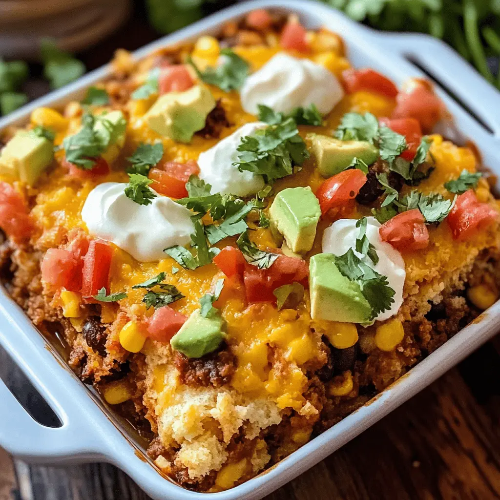 This Cornbread Taco Bake is a cozy and fun dish that the whole family will love! Packed with seasoned ground beef, black beans, and topped with cheesy cornbread, it’s perfect for busy weeknights or a weekend gathering. Save this recipe for your next taco night and impress your friends with a twist on a classic favorite!