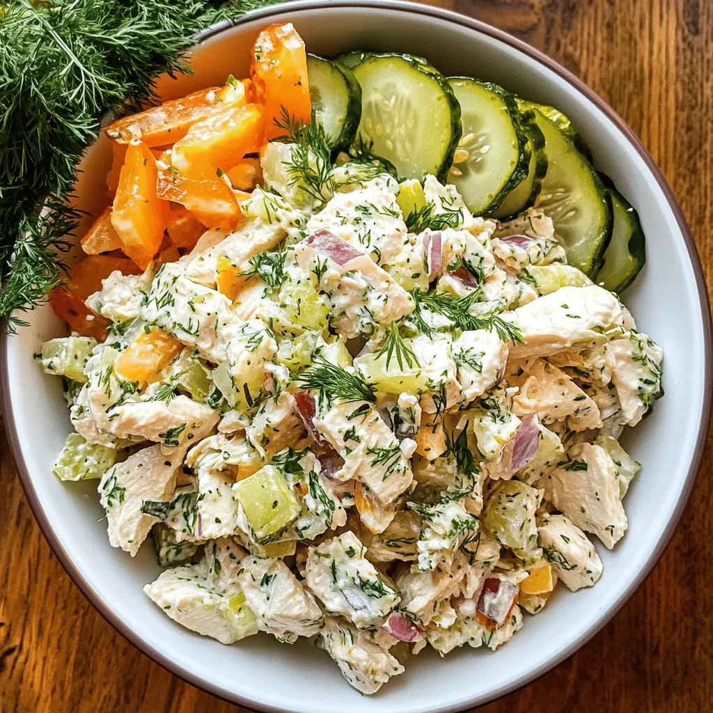 This Dill Pickle Chicken Salad is a refreshing twist on your classic chicken salad! Packed with tender chicken, crunchy dill pickles, and a creamy dressing, it's perfect for sandwiches or served on a bed of greens. Great for lunches or picnics! Don't forget to save this recipe for a quick, tangy meal you'll love.