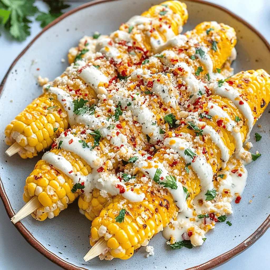 Looking for a delicious way to spice up your gatherings? This Easy Elote Recipe with Crema Sauce brings street food flavor right to your kitchen! Sweet corn is grilled to perfection and slathered with creamy, tangy sauce, topped with cheese and spices for the perfect crunch. Save this recipe for your next BBQ or summer party!