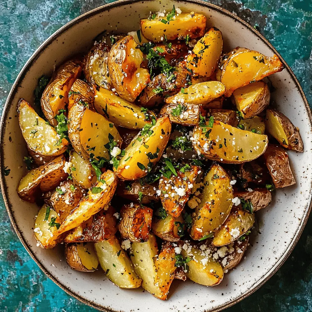 These Greek Roasted Potatoes are bursting with flavor and seasoned to perfection! Tender, crispy, and infused with garlic and herbs, they are a delightful side dish for any meal. Perfect for family gatherings or weeknight dinners, these potatoes are sure to be a hit. Don't forget to save this recipe for next time you want a tasty and easy side!