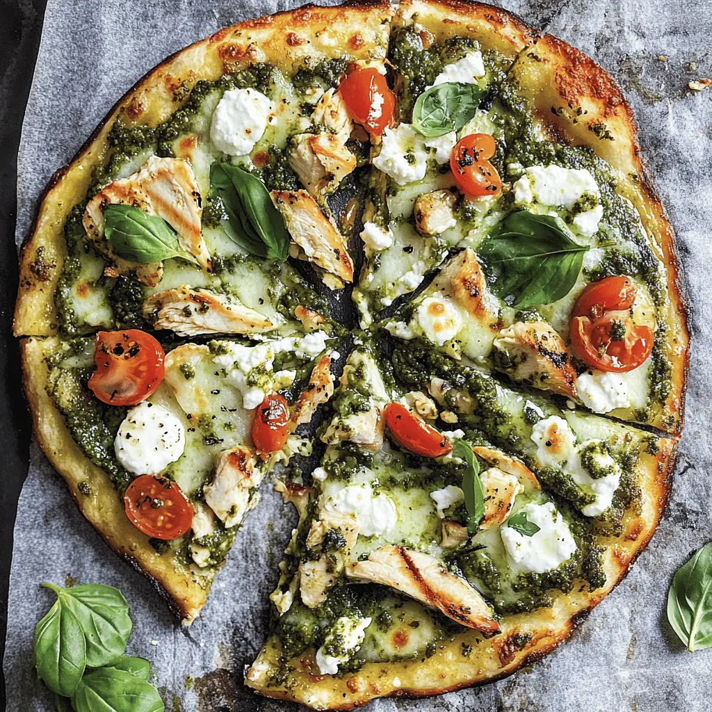 Create a mouthwatering experience with this Grilled Pesto Pizza topped with juicy chicken, creamy mozzarella, and rich ricotta! Perfect for summer nights or weekend gatherings, this pizza brings a burst of flavor with every bite. Don't forget to save this recipe for your next family dinner or outdoor party—you'll want to share this delightful dish with friends and loved ones!