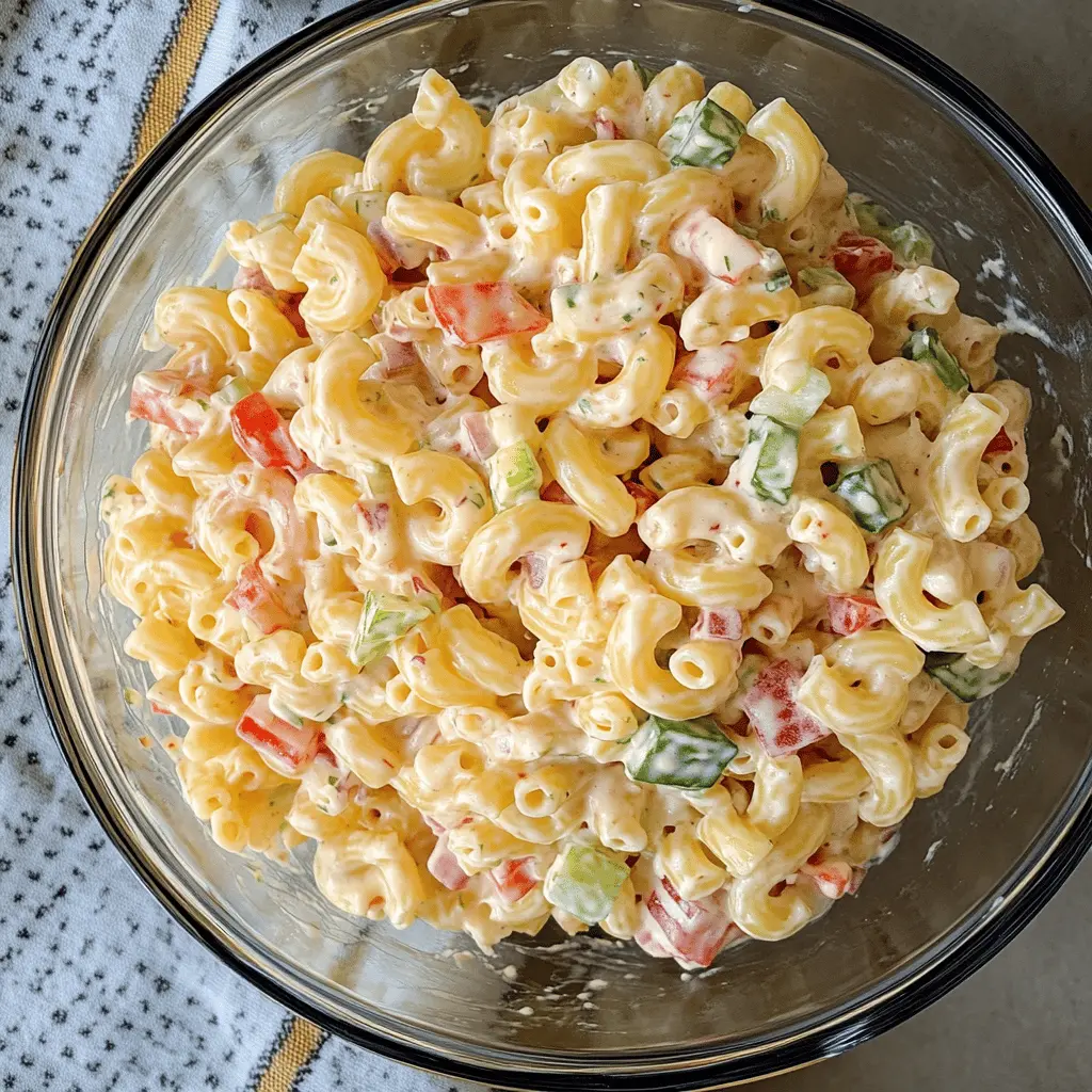 Creamy, crunchy, and full of flavor! Guy Fieri's Macaroni Salad is the perfect side dish for barbecues or picnics. With zesty pickles, bell peppers, and a secret dressing blend, this salad brings a delicious twist to a classic favorite. Save this recipe for your next gathering and impress your guests with this tasty treat!