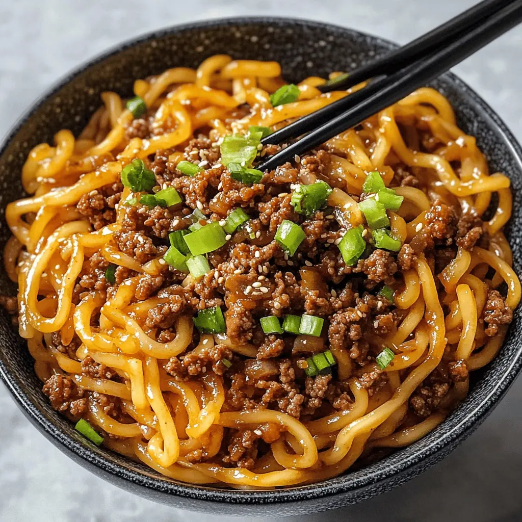 Satisfy your taste buds with these Mongolian Ground Beef Noodles! This simple yet flavorful dish combines tender beef with a blend of soy sauce and garlic for a mouthwatering experience. Perfect for busy weeknights or casual gatherings, this recipe is sure to please. Save this pin for your next dinner idea and enjoy a taste of Mongolia at home!