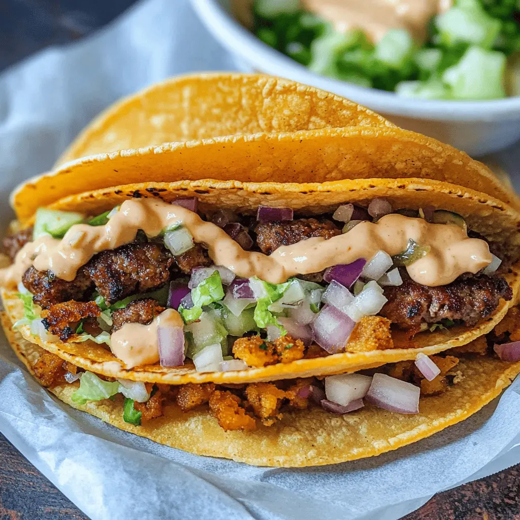 Get ready for a fun twist on taco night with these Smash Burger Tacos! Combining juicy beef patties and traditional taco flavors, this recipe is perfect for a weeknight meal or a casual gathering. With crispy edges and savory toppings, these tacos are guaranteed to be a hit. Save this recipe for your next taco night and impress your family and friends!