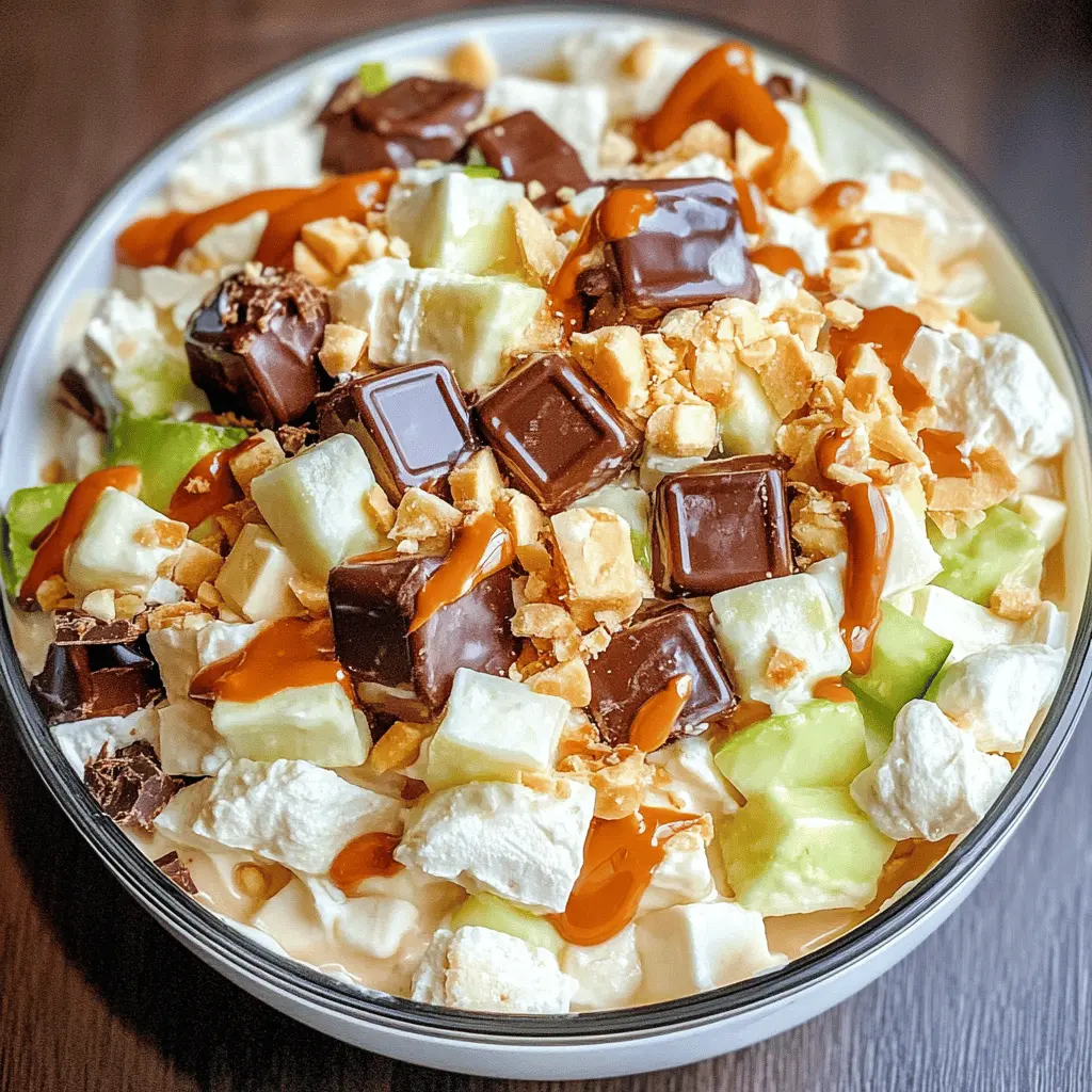 This Snickers Salad is a delightful blend of sweet and creamy that will impress your guests! Made with crunchy apples, whipped topping, and your favorite Snickers bars, this easy no-bake dessert is perfect for potlucks and family gatherings. Save this recipe to enjoy a fun twist on traditional salads at your next event!