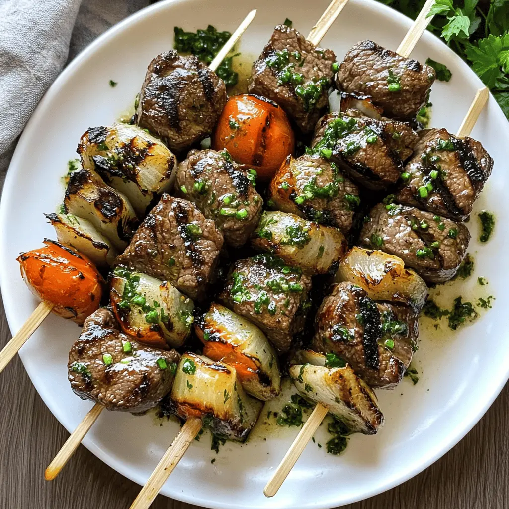 Get ready for a flavor-packed meal with these delicious Steak Kabobs drizzled with rich garlic butter! Juicy beef, colorful vegetables, and a buttery finish make this dish perfect for grilling season or family gatherings. Save this recipe for your next BBQ and impress your guests with these easy-to-make kabobs!