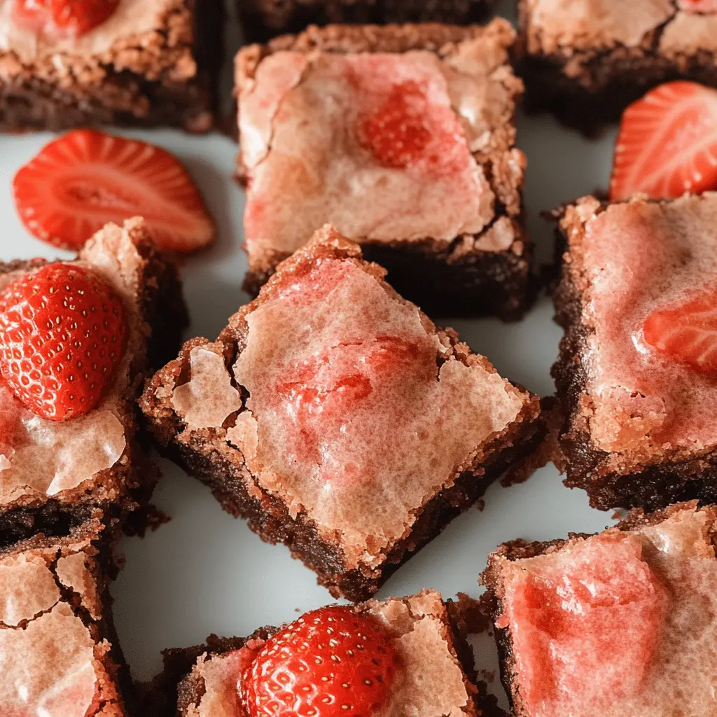 These luscious Strawberry Brownies combine rich chocolate with fresh strawberries for a dessert that's hard to resist! Enjoy the perfect blend of fudgy goodness and fruity sweetness in every bite. Great for gatherings, picnics, or any time you want to treat yourself. Don’t forget to save this recipe for easy access when your sweet tooth strikes!