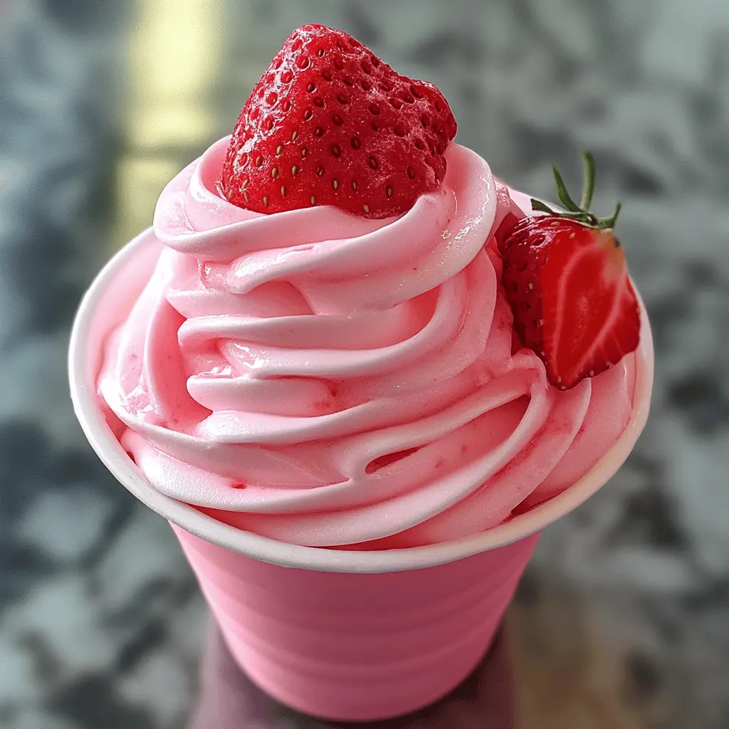 Treat yourself to a refreshing Strawberry Dole Whip that’s perfect for hot days! This creamy, fruity dessert combines ripe strawberries with a hint of coconut, delivering a delightful taste that brightens any occasion. Ideal for summer parties or a sweet afternoon snack, don't forget to save this recipe for your next treat!