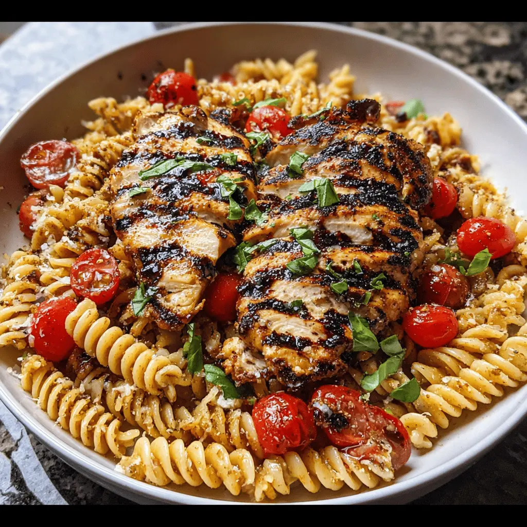 Easy Tomato Basil Pasta with Balsamic Grilled Chicken