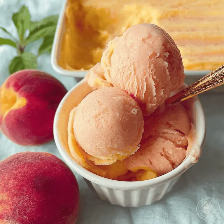 Easy 2 Ingredient No Churn Peach Sherbet Recipe