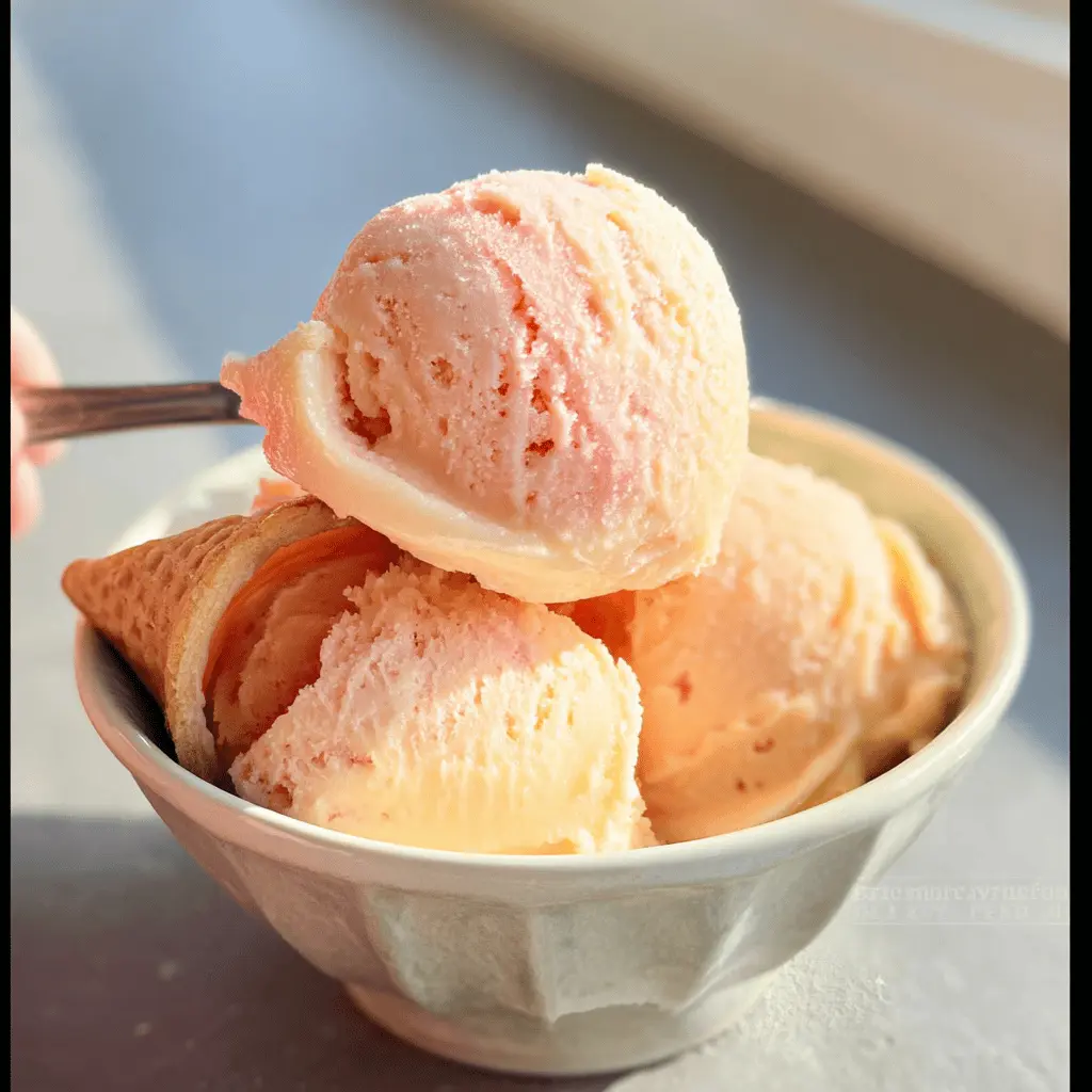 Easy 2 Ingredient No Churn Peach Sherbet Recipe