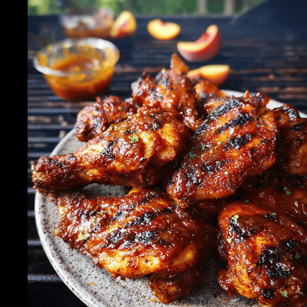 Easy Peach Bourbon BBQ Grilled Chicken Recipe