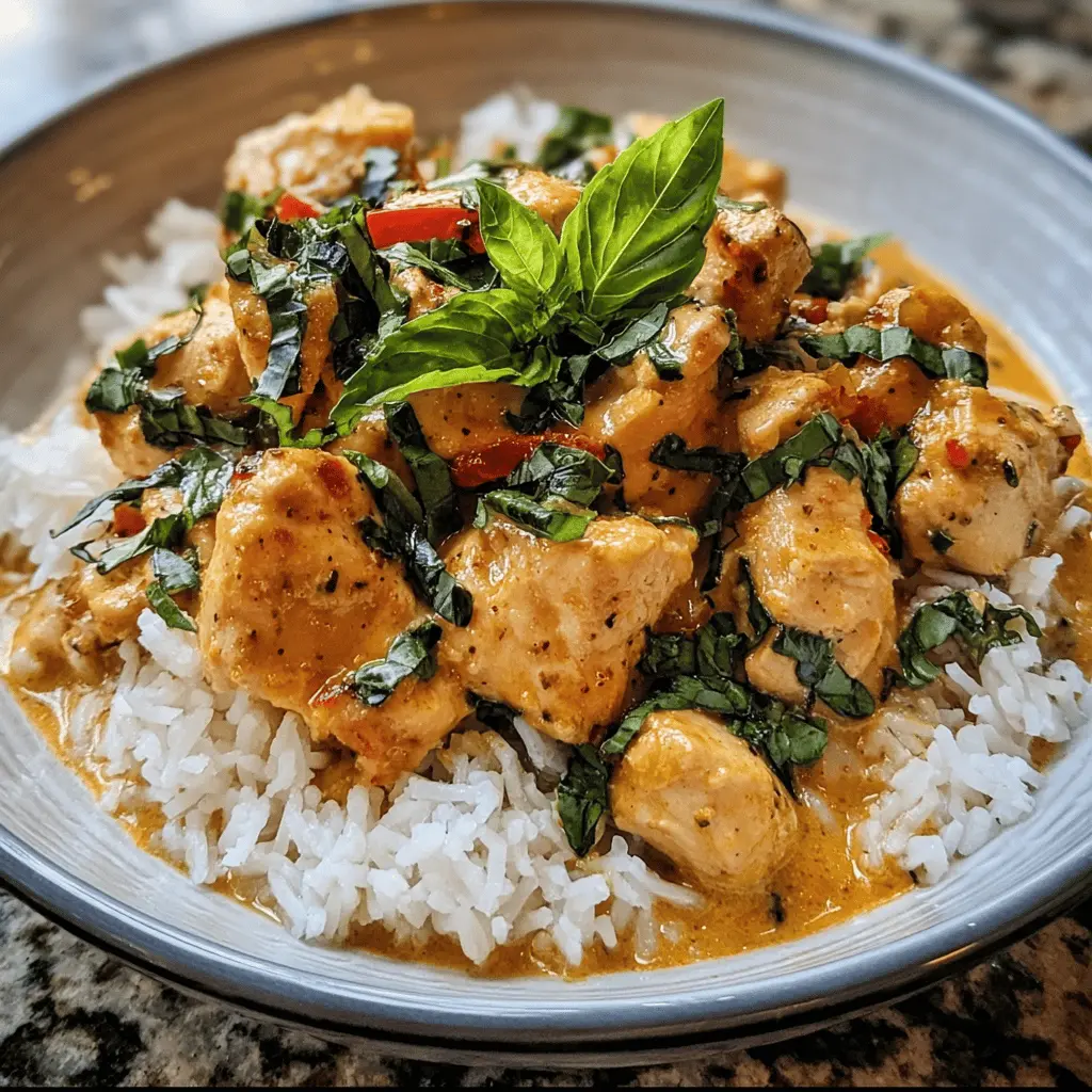 Easy Spiced Coconut Basil Chicken with Rice