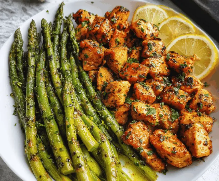 Easy Garlic Butter Chicken Bites with Asparagus
