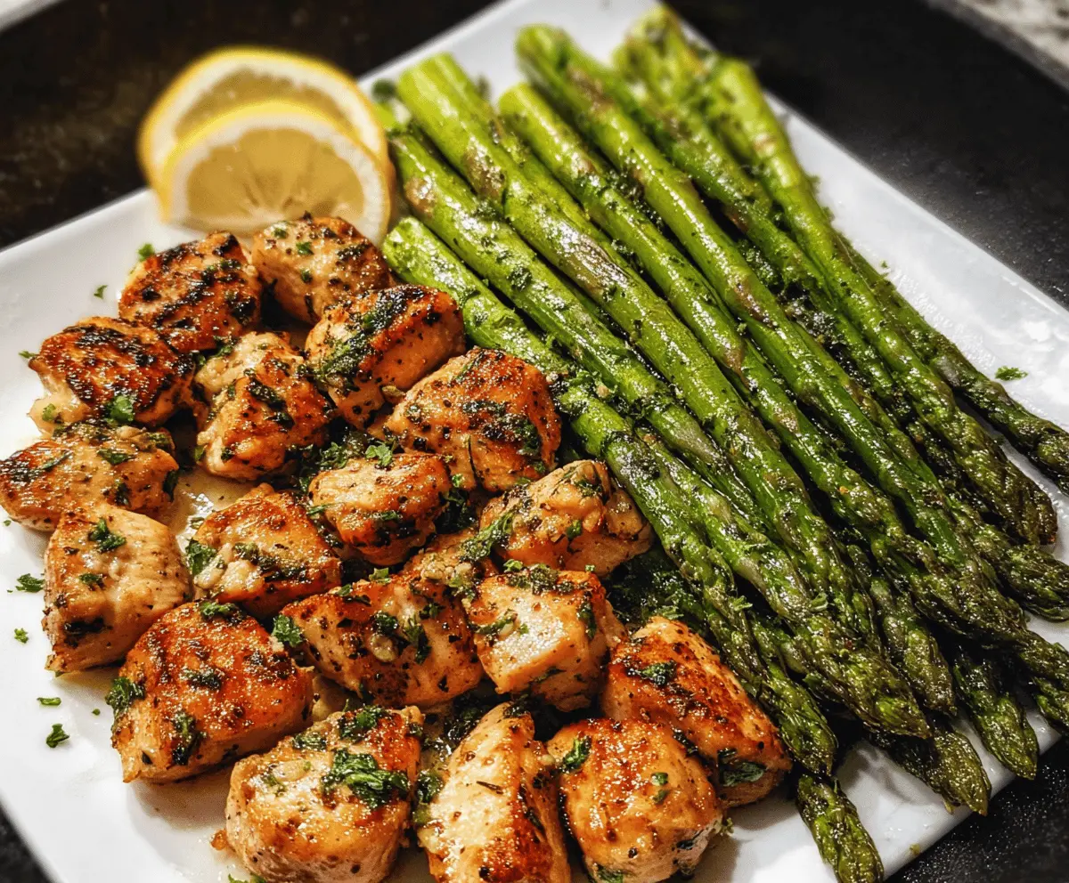 Easy Garlic Butter Chicken Bites with Asparagus