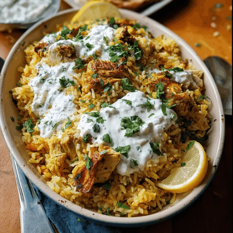 Easy Dump and Bake Chicken with Tzatziki Rice