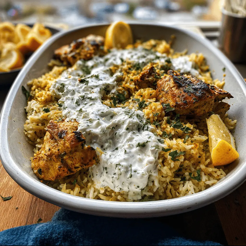 Easy Dump and Bake Chicken with Tzatziki Rice