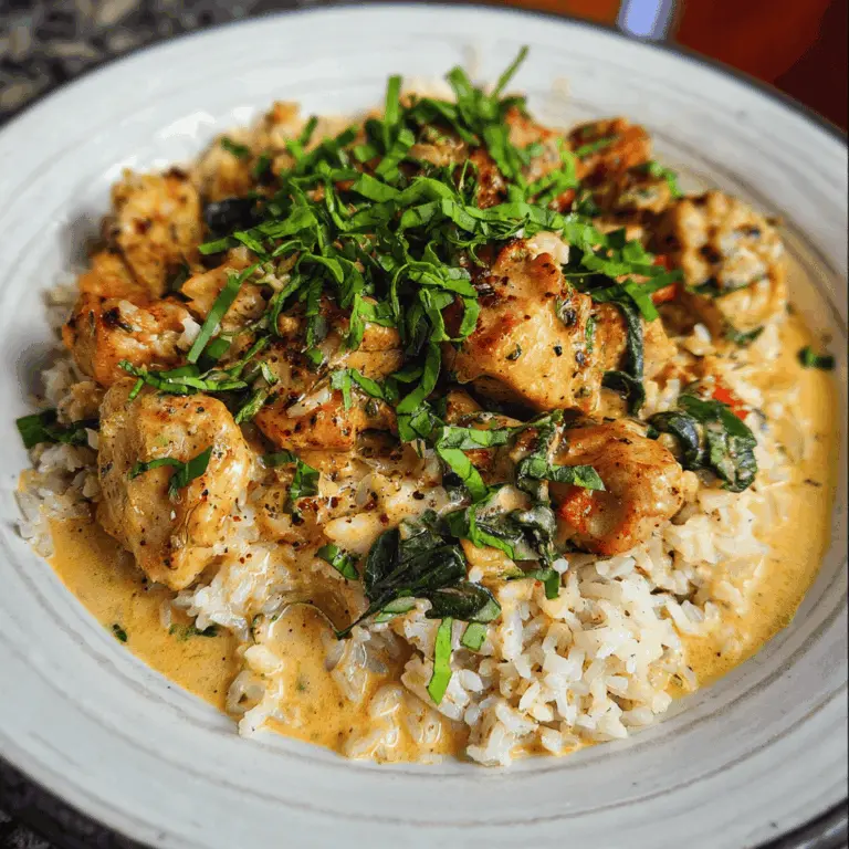 Easy Basil Chicken in Creamy Coconut Curry Sauce