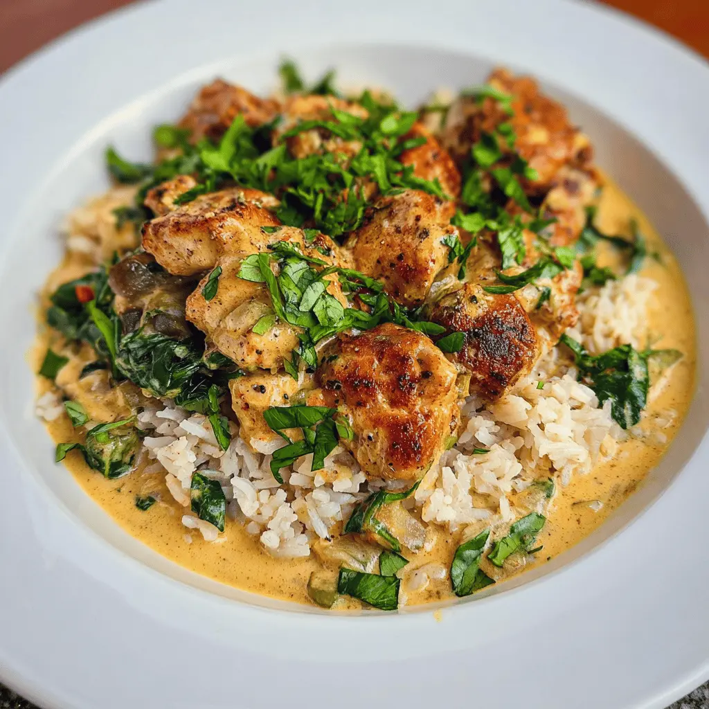 Easy Basil Chicken in Creamy Coconut Curry Sauce