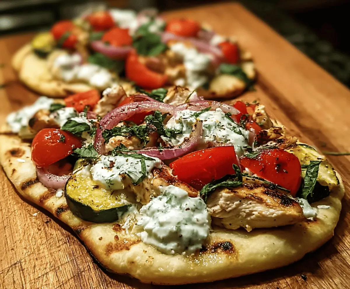 Easy Tzatziki Chicken and Veggie Naan Pizza