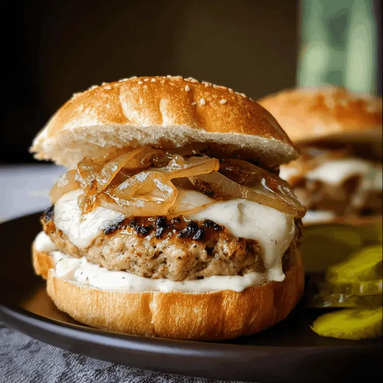 Easy Turkey Burgers with Caramelized Onions and Aioli