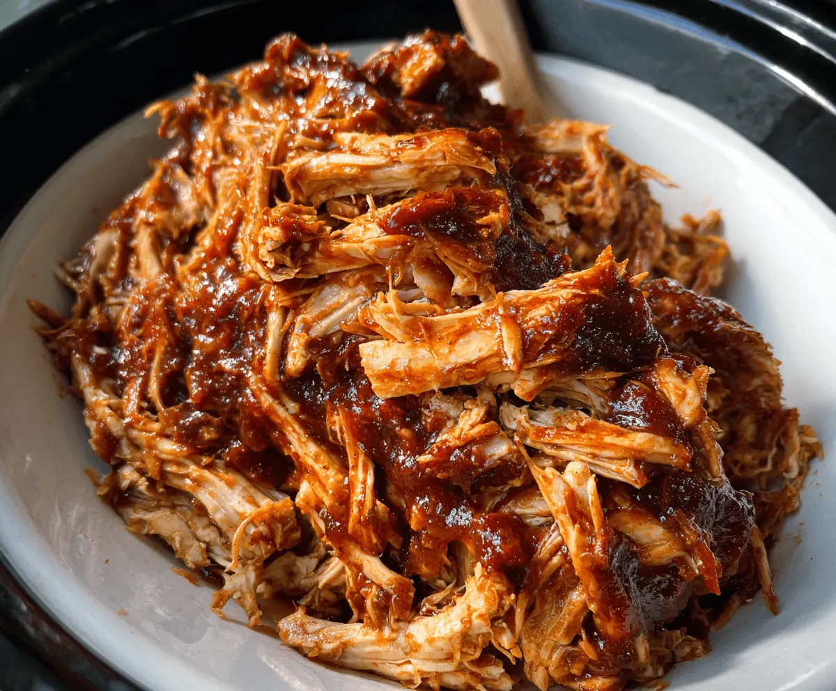 Easy Crockpot BBQ Pulled Chicken Recipe