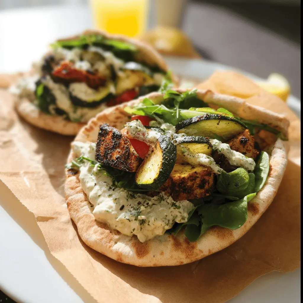 Easy Zucchini and Hummus Pita Sandwiches