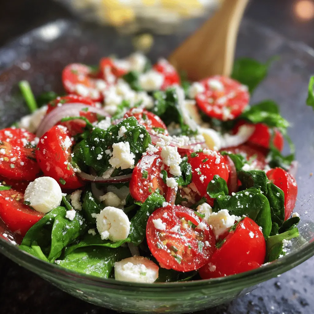 Easy Spinach Tomato Salad With Feta Cheese