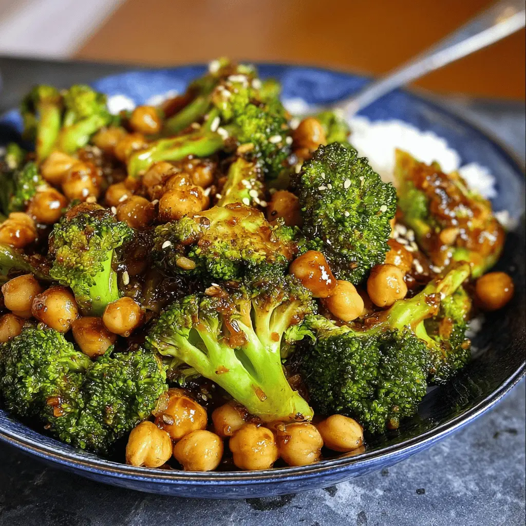 Easy Garlic Broccoli and Chickpea Stir Fry