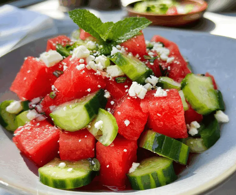 Easy Watermelon Salad with Feta and Cucumber