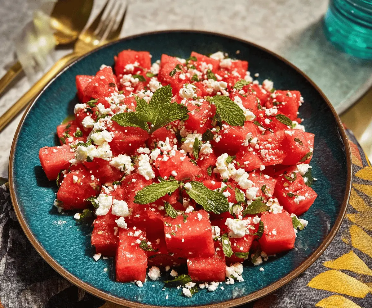 Easy Watermelon Salad with Feta and Fresh Mint
