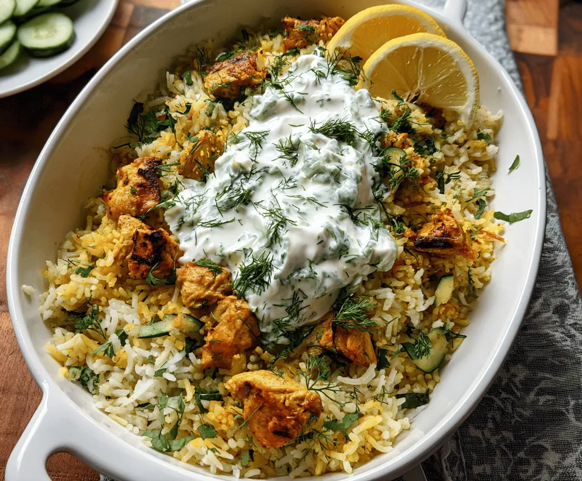 Easy Dump and Bake Chicken with Tzatziki Rice