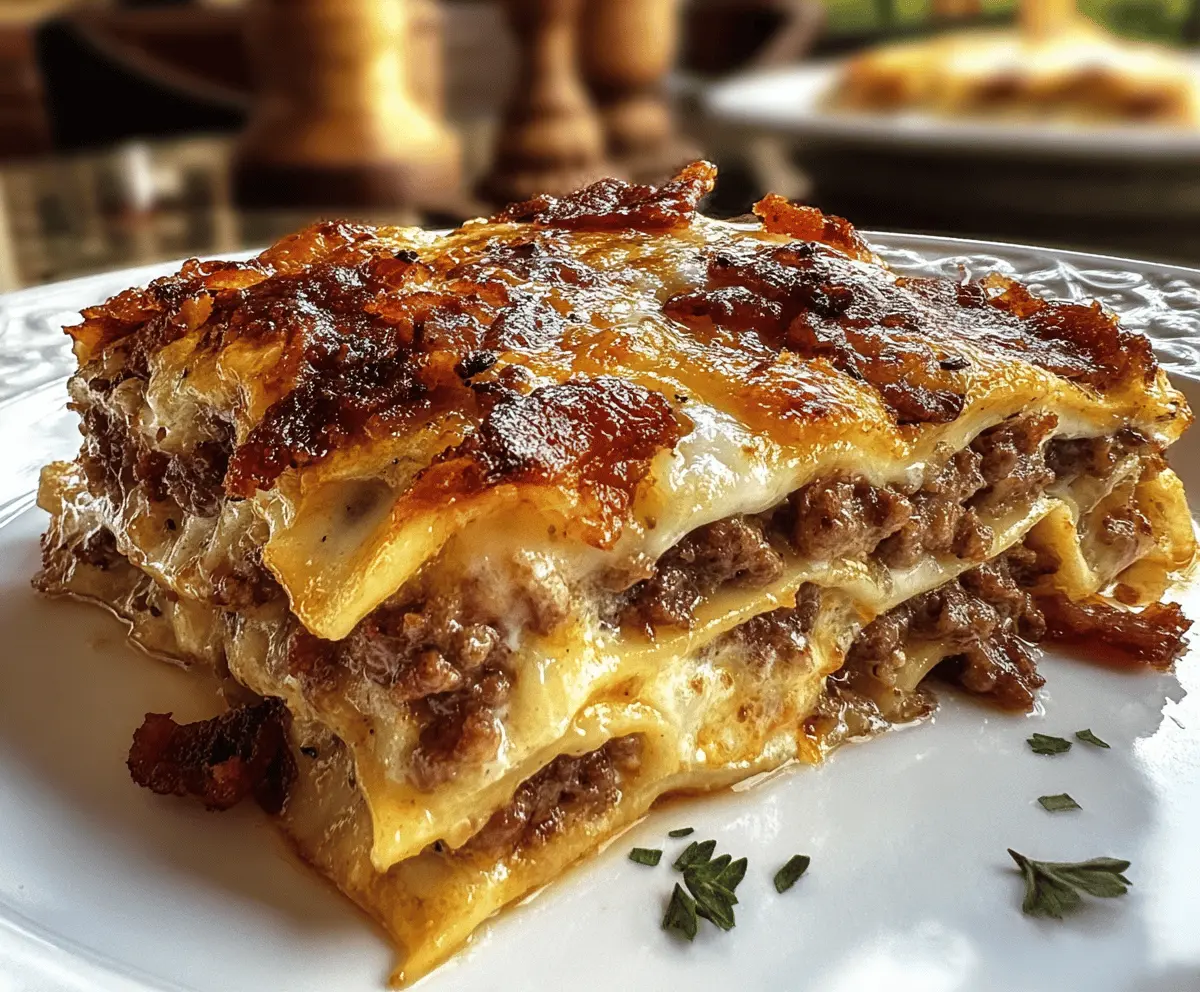 Easy Parmesan Garlic Bacon Cheeseburger Lasagna