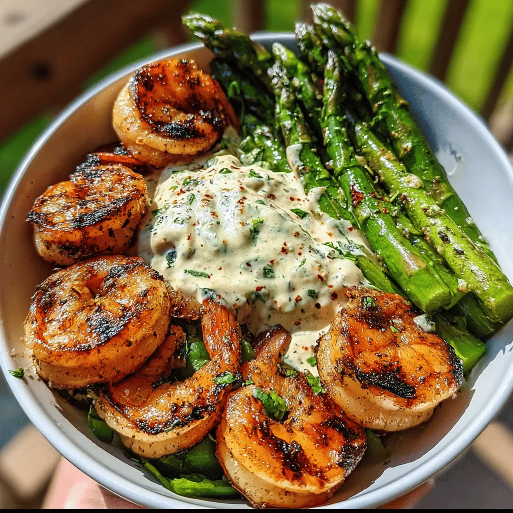 Easy Grilled Shrimp Bowl with Creamy Garlic Sauce