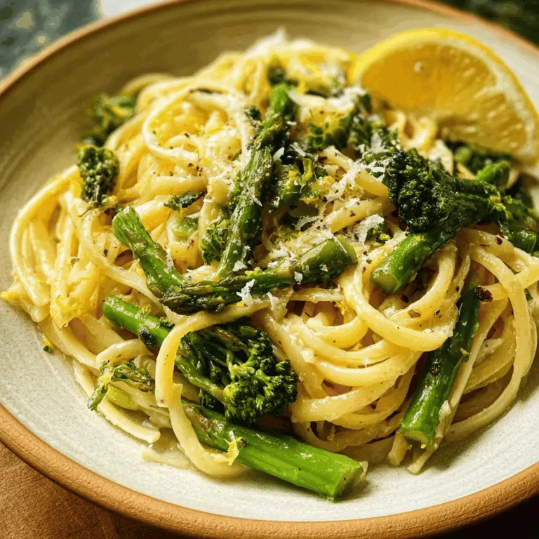 Easy Lemon Garlic Pasta With Broccoli and Asparagus