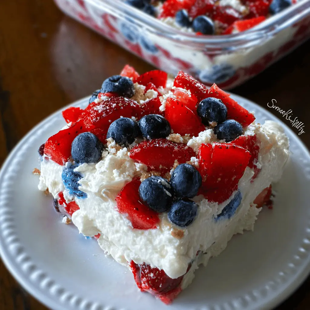 Easy Red White and Blue Cheesecake Salad Recipe