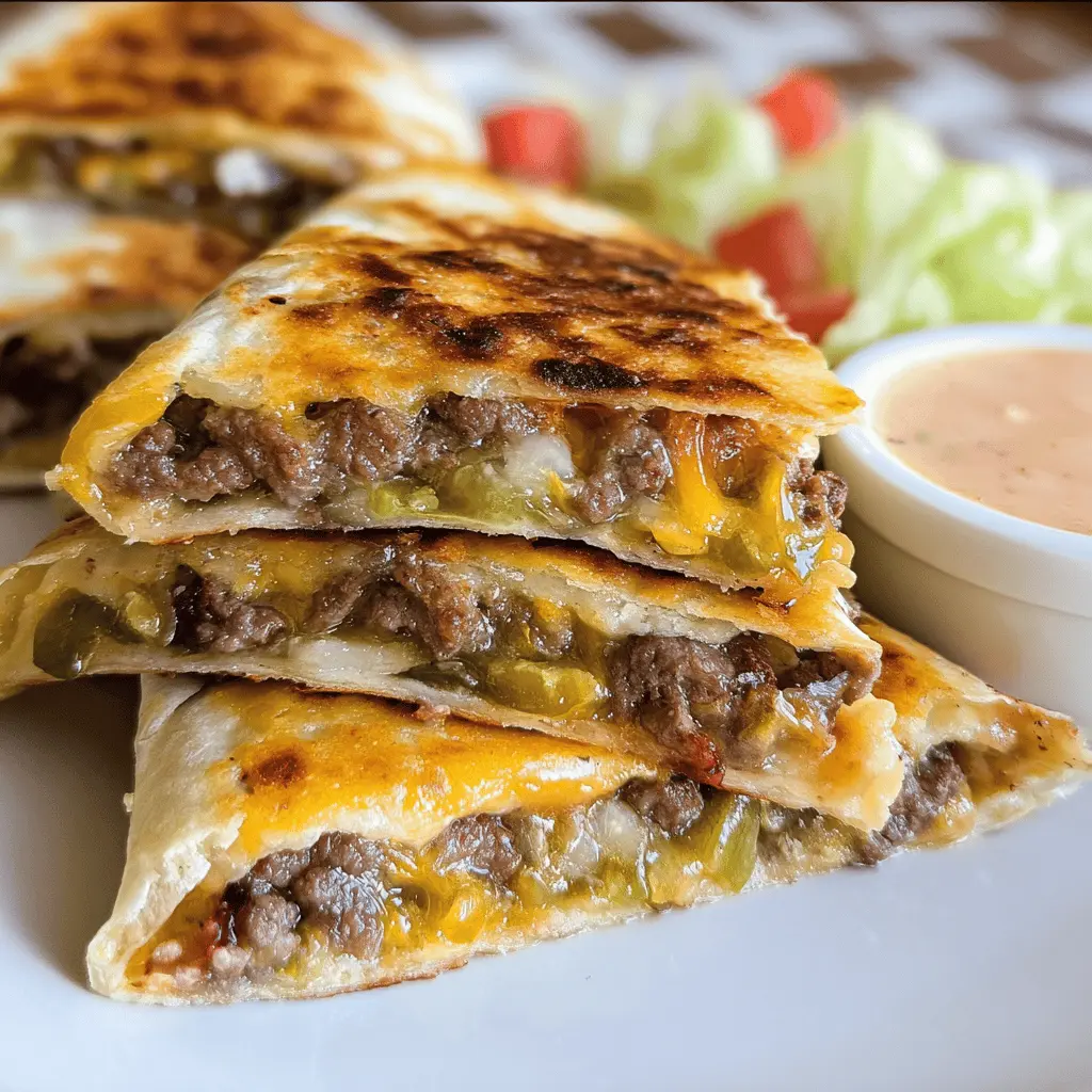 Cheeseburger Quesadilla with Quick Homemade Sauce
