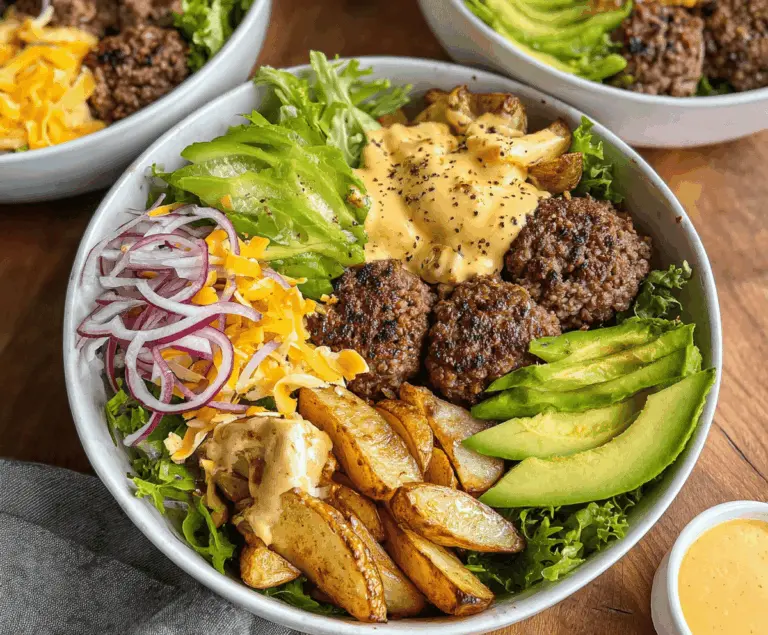 Healthy Burger Bowls with Fresh Veggies