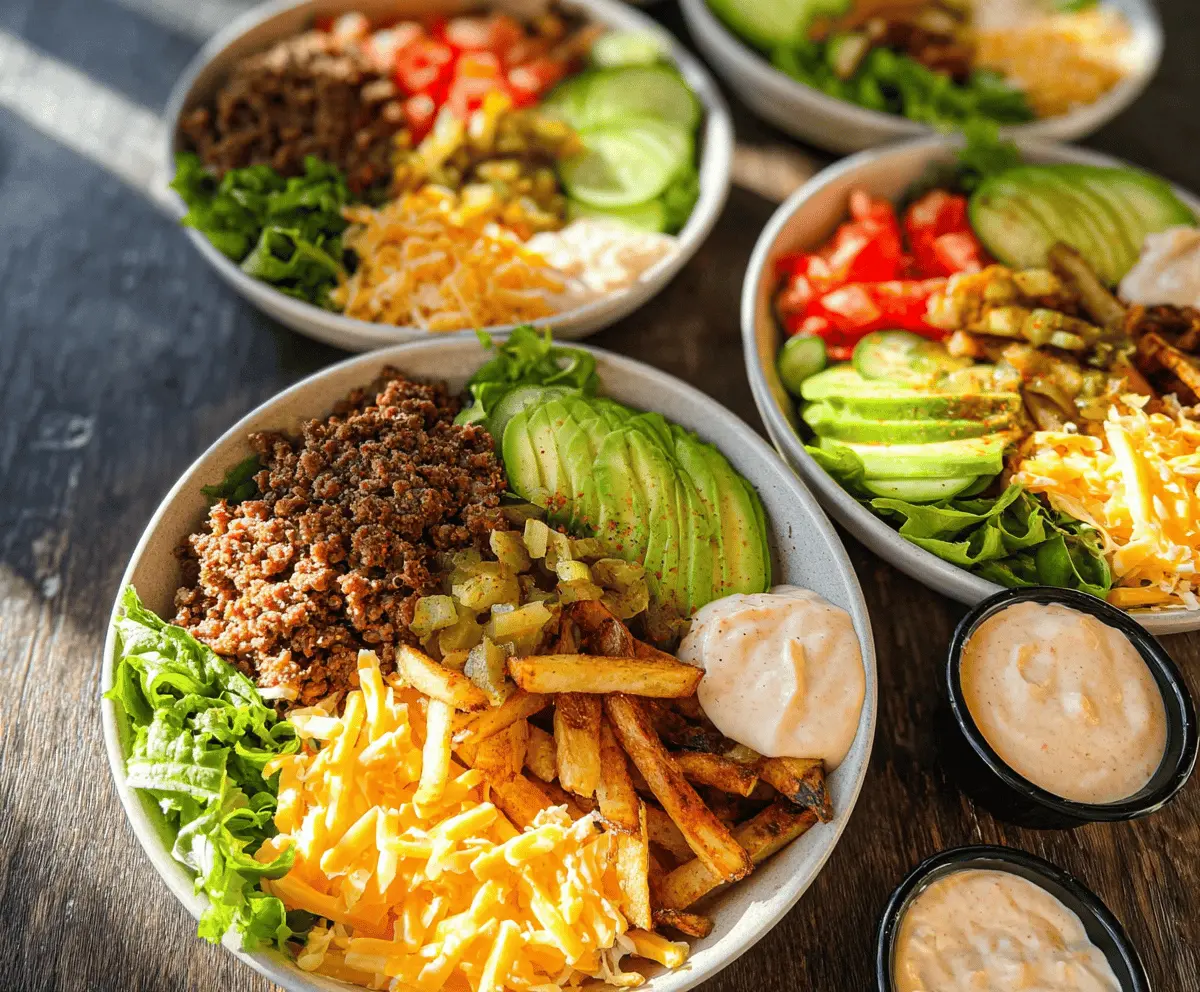 Healthy Burger Bowls with Fresh Veggies