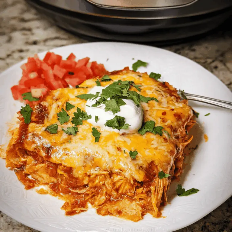 Easy Hearty Crockpot Chicken Enchilada Casserole