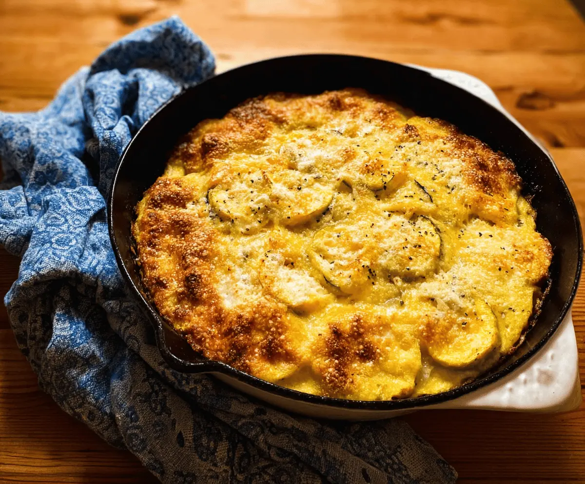Cheesy Green Chile Yellow Squash Casserole