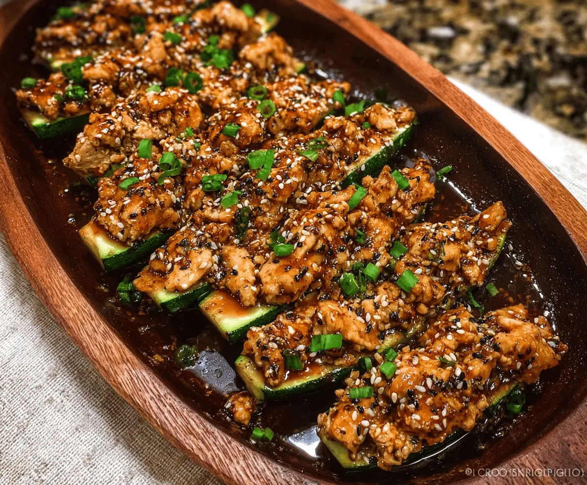 Garlic Sesame Honey Chicken Zucchini Boats