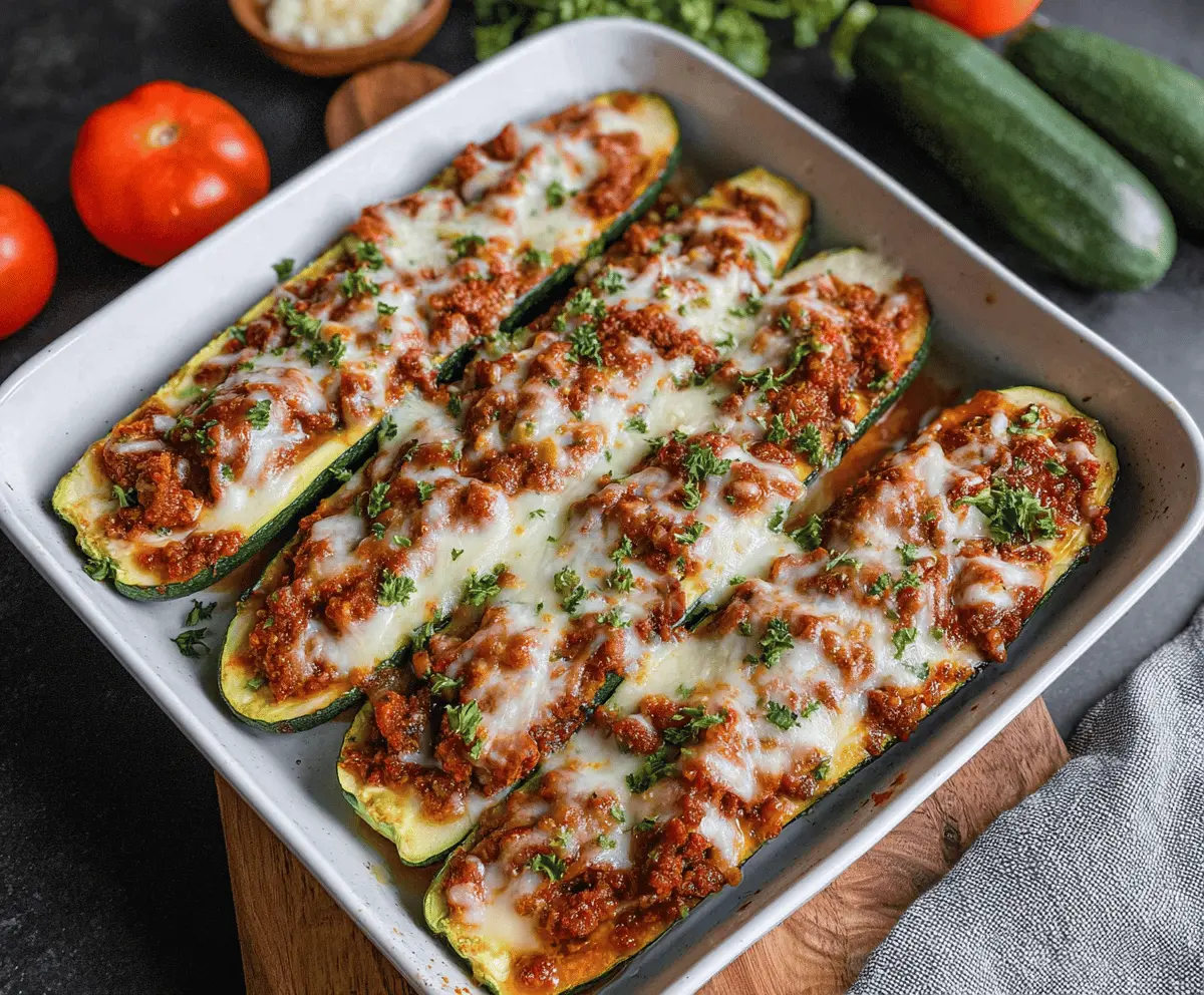 Easy Keto Zucchini Lasagna Boats Recipe