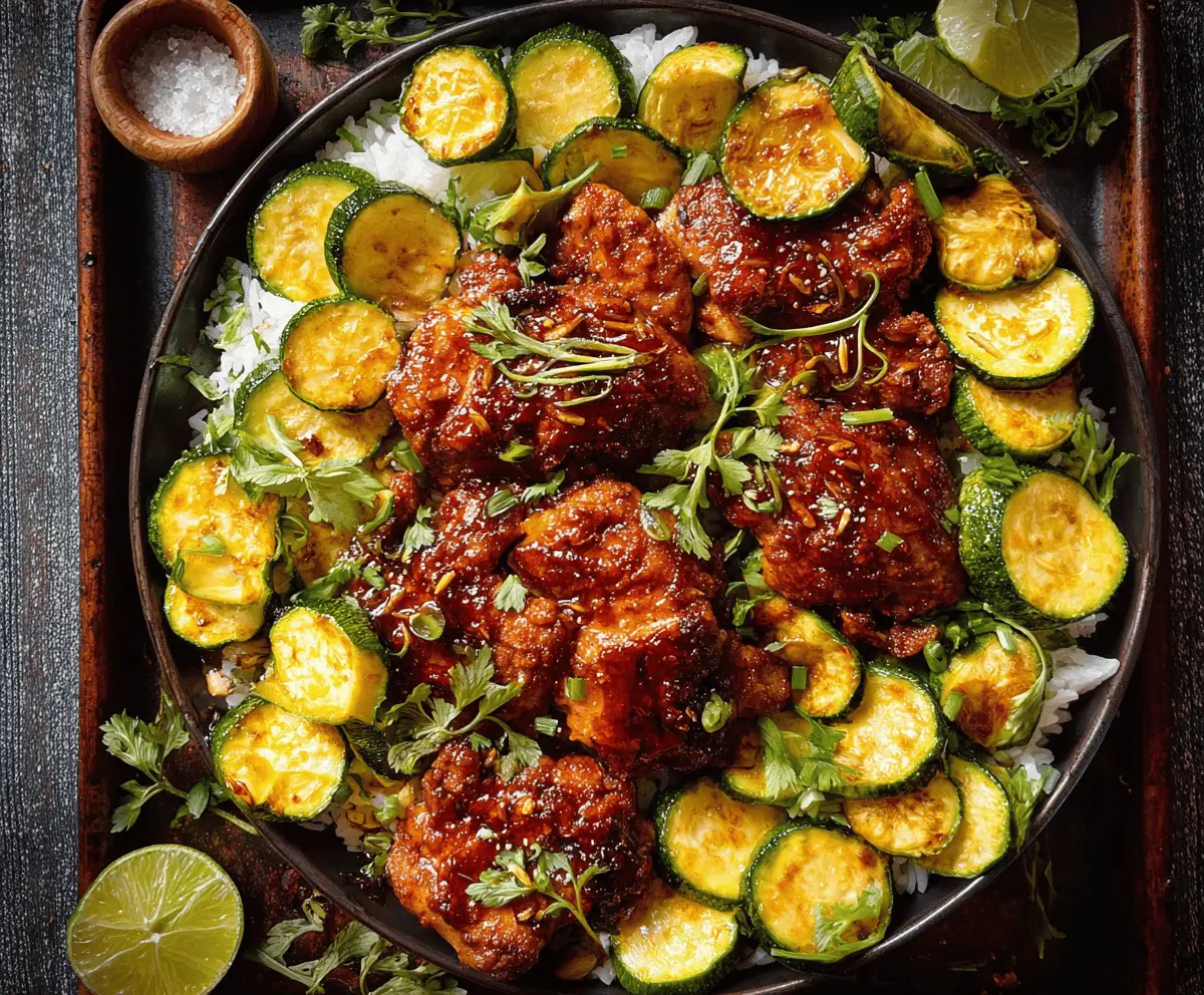 Easy Sheet Pan Hot Honey Garlic Chicken with Zucchini