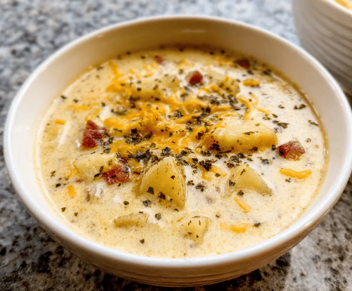 Cheddar Garlic Herb Potato Soup