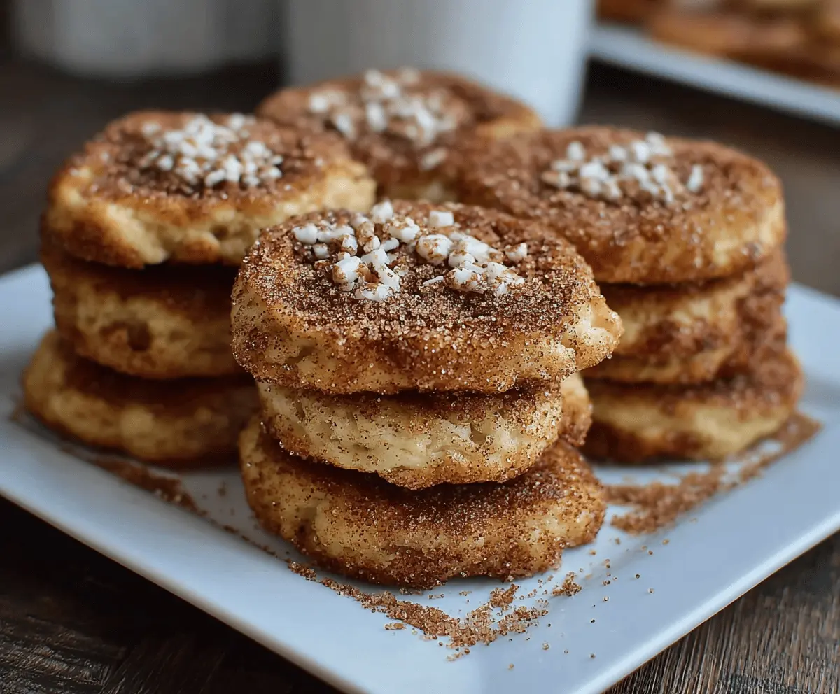 Delicious chewy French toast cookies with golden-brown edges and a soft, crispy center, garnished with powdered sugar and a drizzle of syrup
