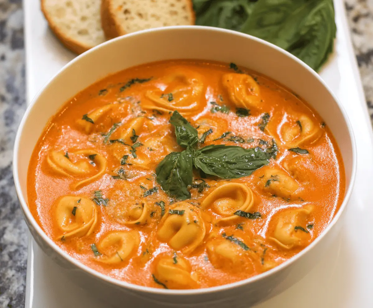 Creamy Tomato Basil Tortellini Soup